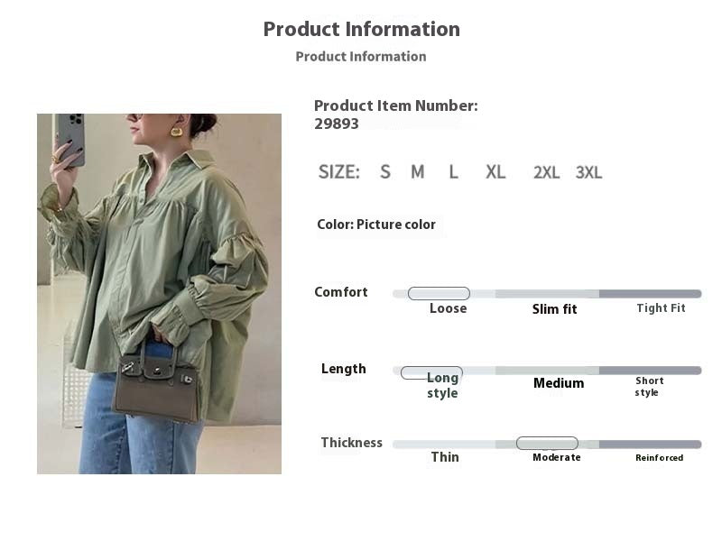 Pleated Lapel Splicing Blouse with Long Sleeve Design