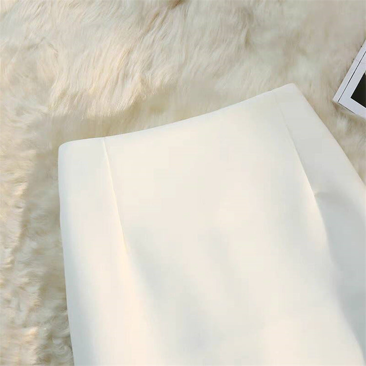 Mid-length Straight Skirt with Draping Effect for Effortless Style