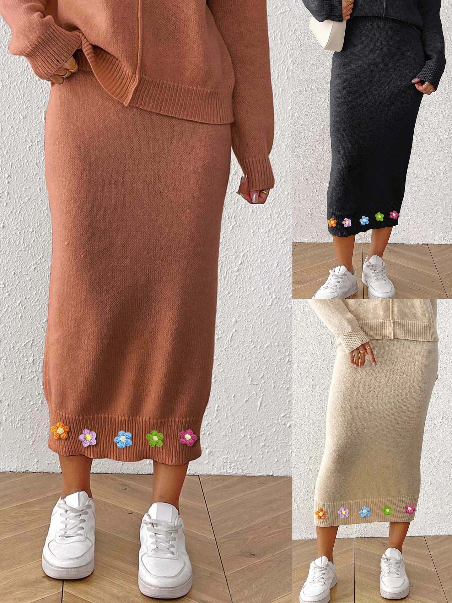 Crocheted Decorative Skirt with Unique Three-Dimensional Flower Design