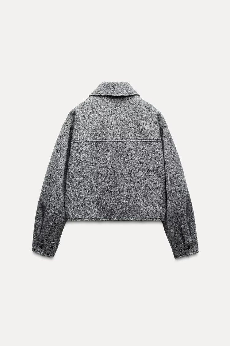 Beaded Leather Jacket with Large Pockets and Lapel Style