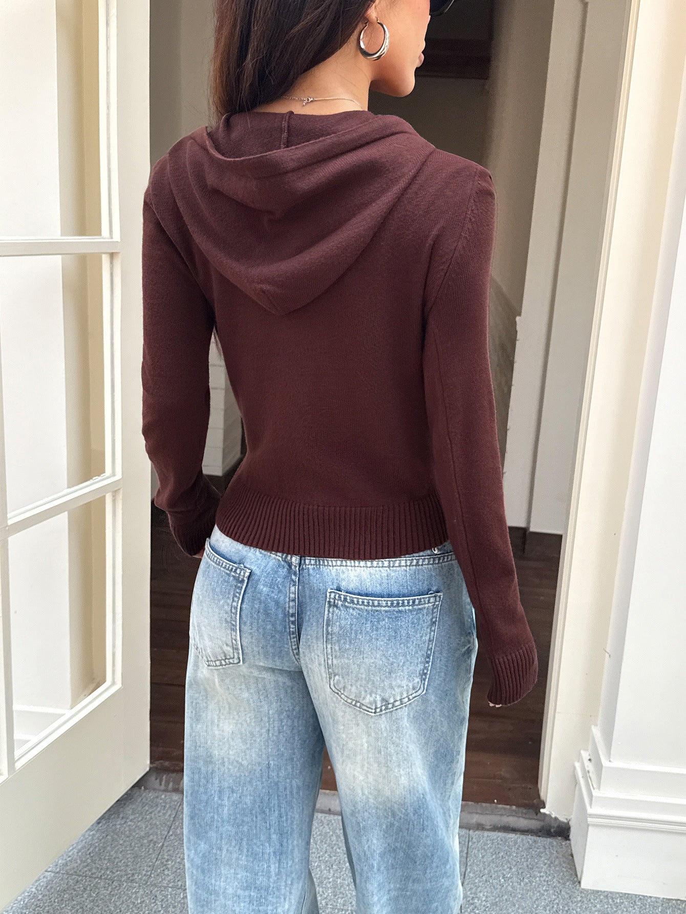 Hooded Wool Coat Sweatshirt with Long Sleeves and Comfortable Fit