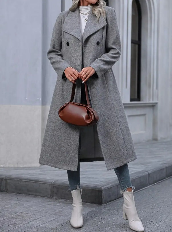 Woolen Long Slim-fit Coat with Casual Japanese and Korean Style