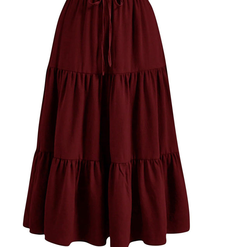 Ruffle Pocket Skirt with Solid Color Stitching for Stylish Outfits