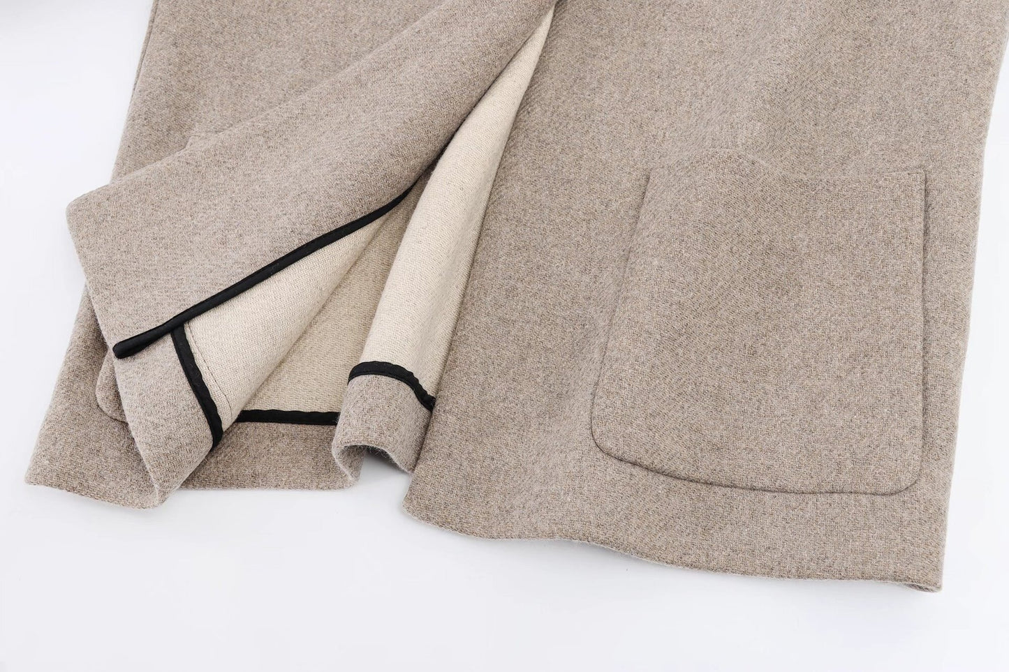 French Style Blended Scarf Coat with Faux Fur Collar