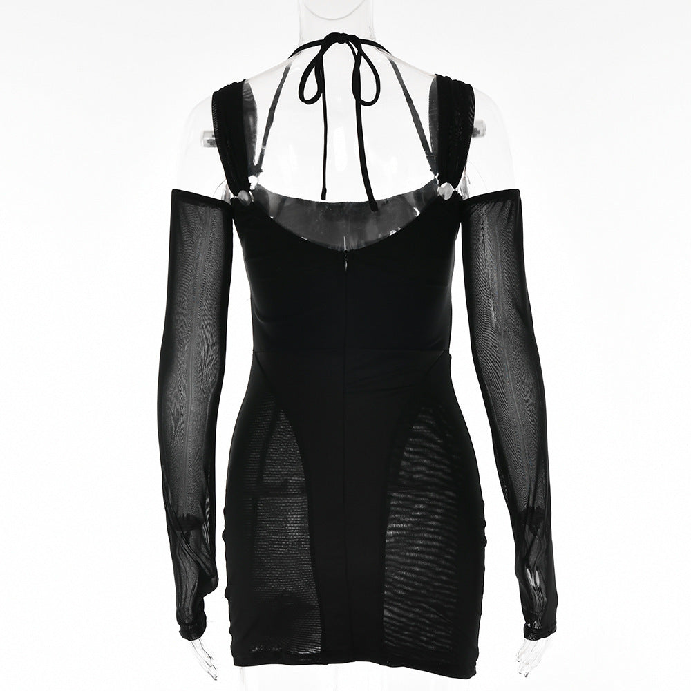 Sling Tight Dress with Backless Mesh Design for Stunning Events