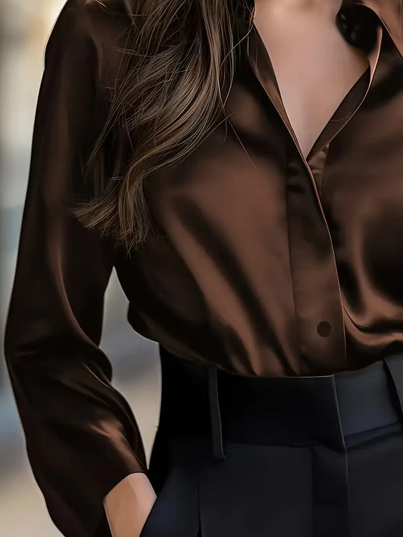 Long Sleeve Button Shirt with Solid Color Elegance for Every Occasion