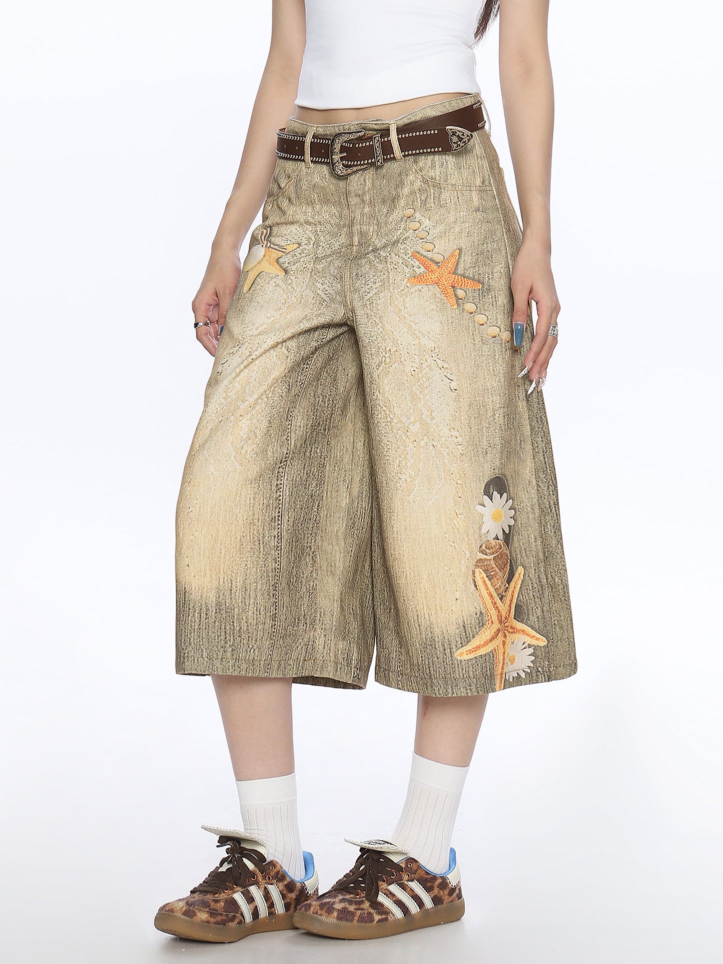 Retro Large Size Cropped Pants with Comfy Micro Elasticity