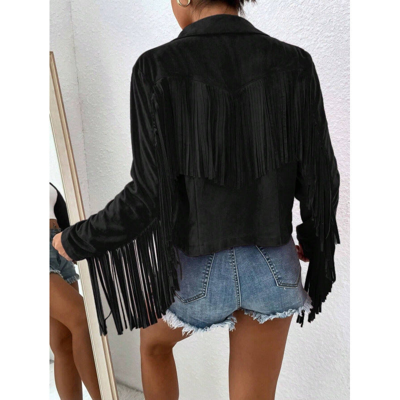 Slim Tassel Long Sleeve Blazer with Versatile Color Options