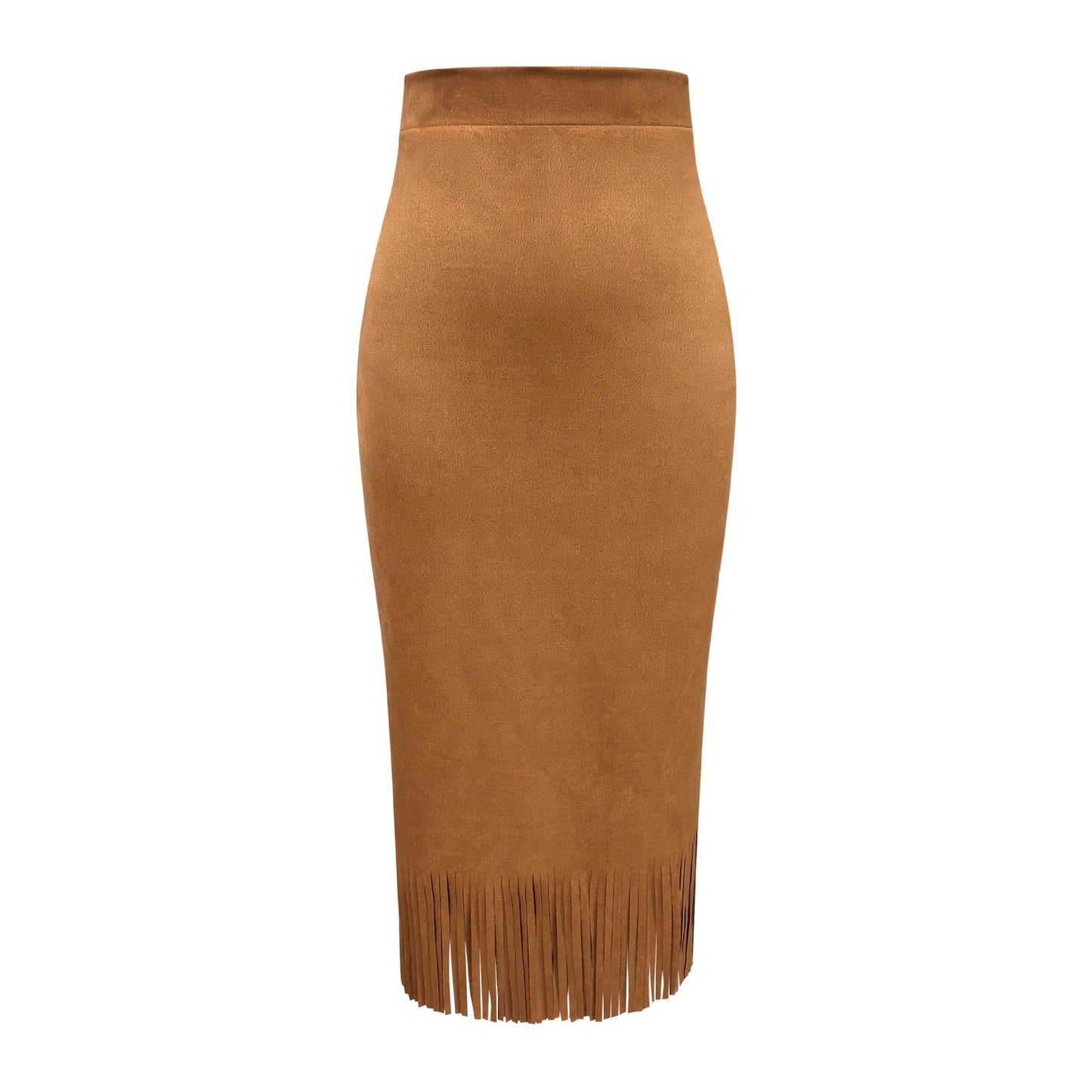 Suede Skirt with Tassel Detail for a Chic Mid-Length Look