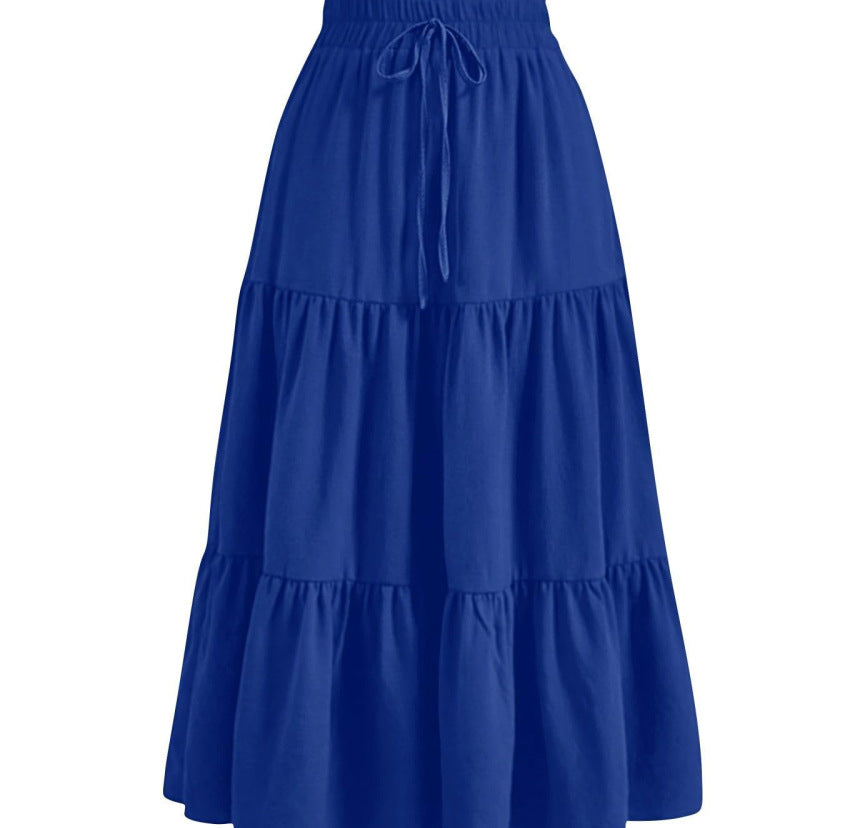 Ruffle Pocket Skirt with Solid Color Stitching for Stylish Outfits