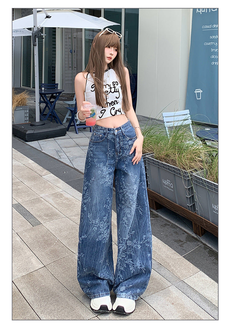 Loose Wide-leg Jeans with Comfortable Denim Fabric for Everyday Wear
