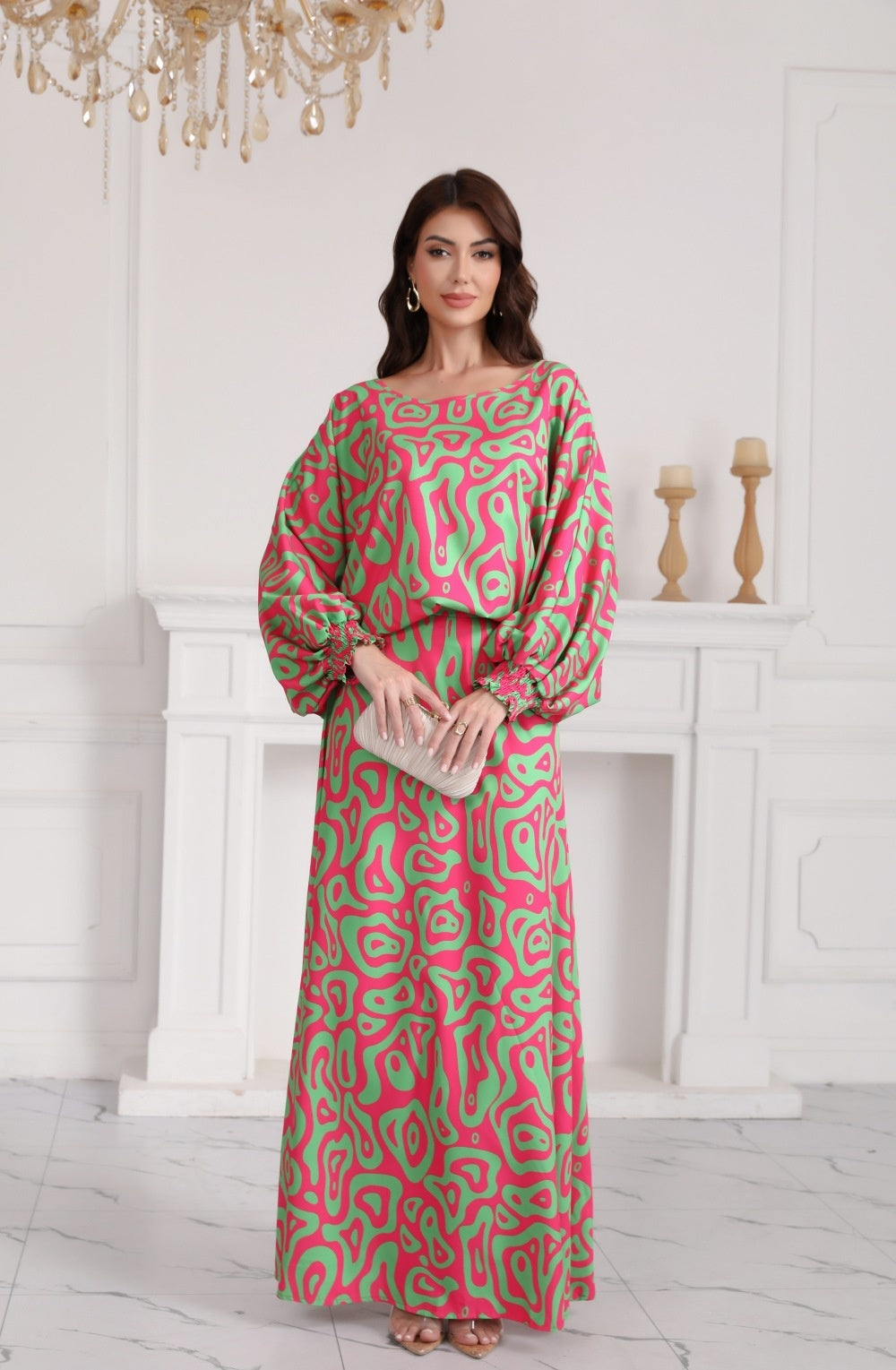 Plus Size Printed Skirt with Geometric Pattern for Casual Style