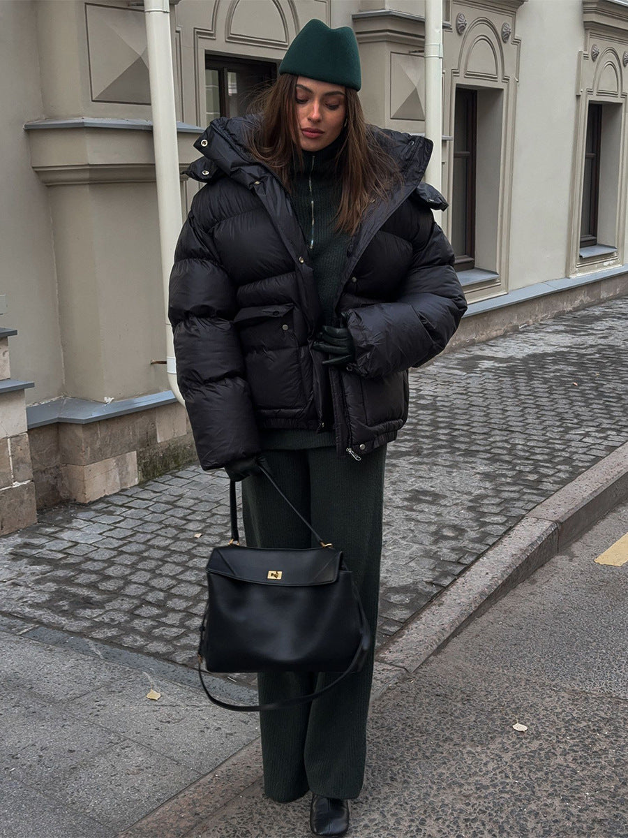 Cottonpadded Overcoat Jacket with Square Pockets for Ultimate Warmth