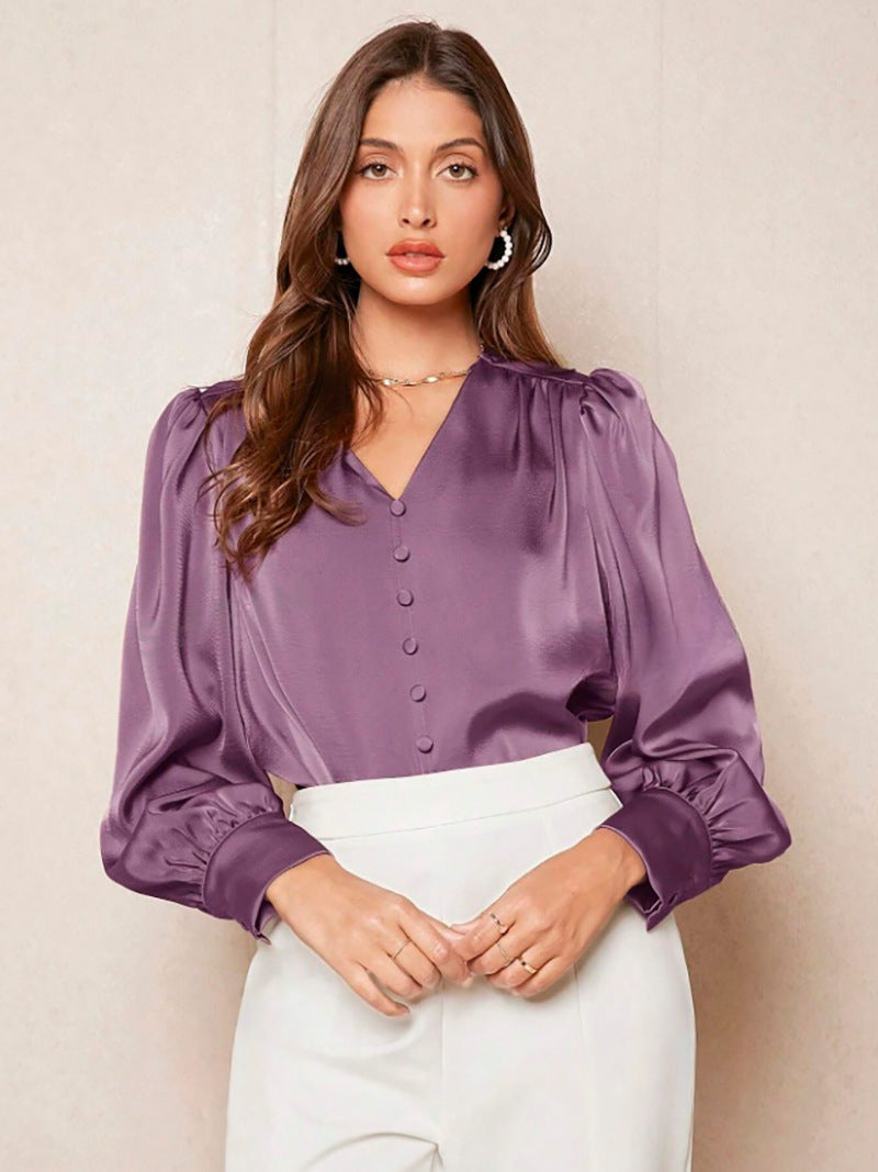 Satin Top with Button Detail for Effortless Style and Comfort