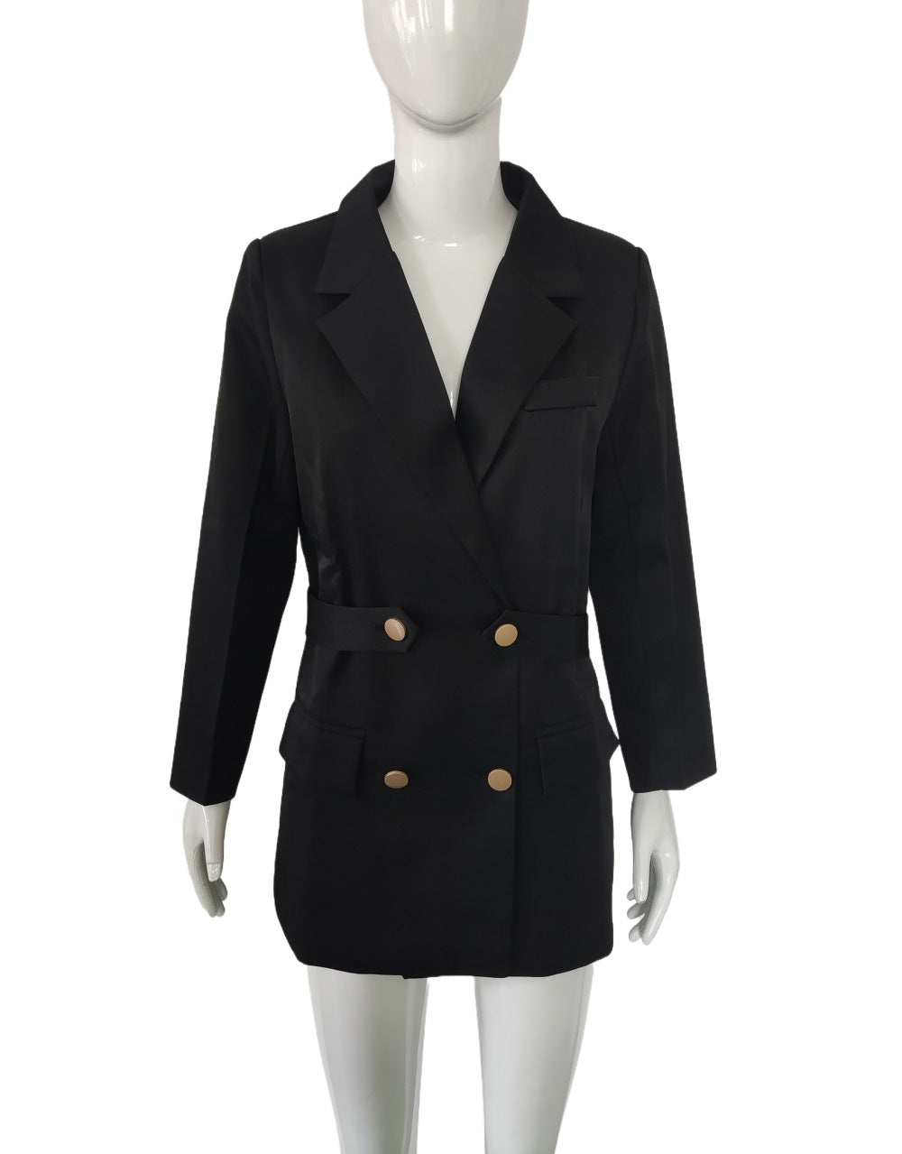 Slim Fit Business Suit Coat with Elegant Drawstring Style