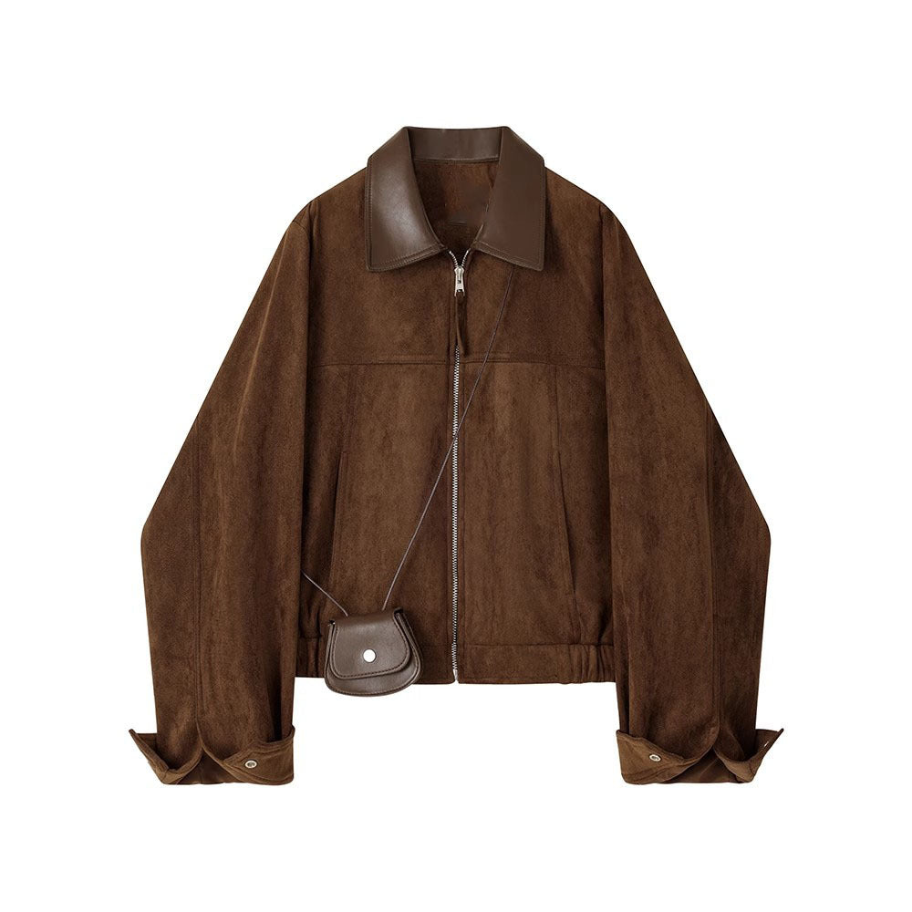 Retro Loose Short Jacket with Long Sleeves for Effortless Style