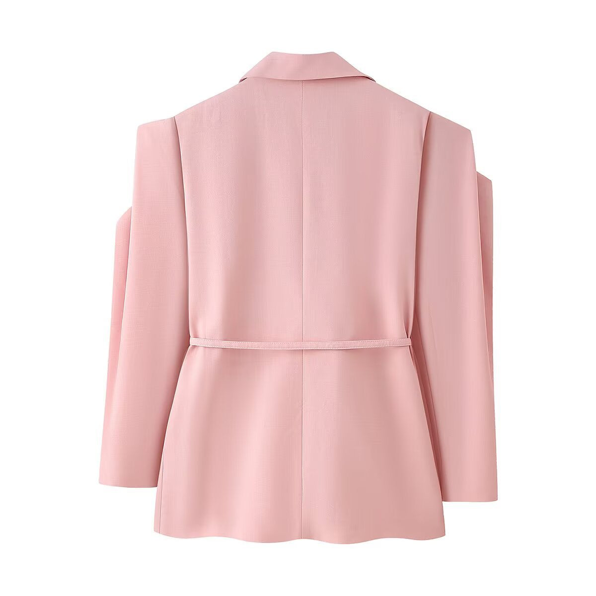 Padded Shoulder Blazer with Lace-up Waist Control for a Flattering Fit