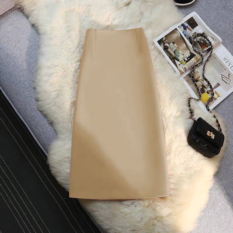 Mid-length Straight Skirt with Draping Effect for Effortless Style