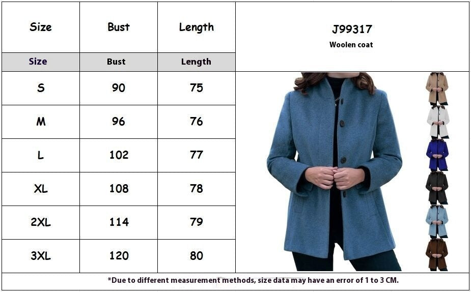 Minimalist Long Sleeve Lapel Button Slim-fit Woolen Coat