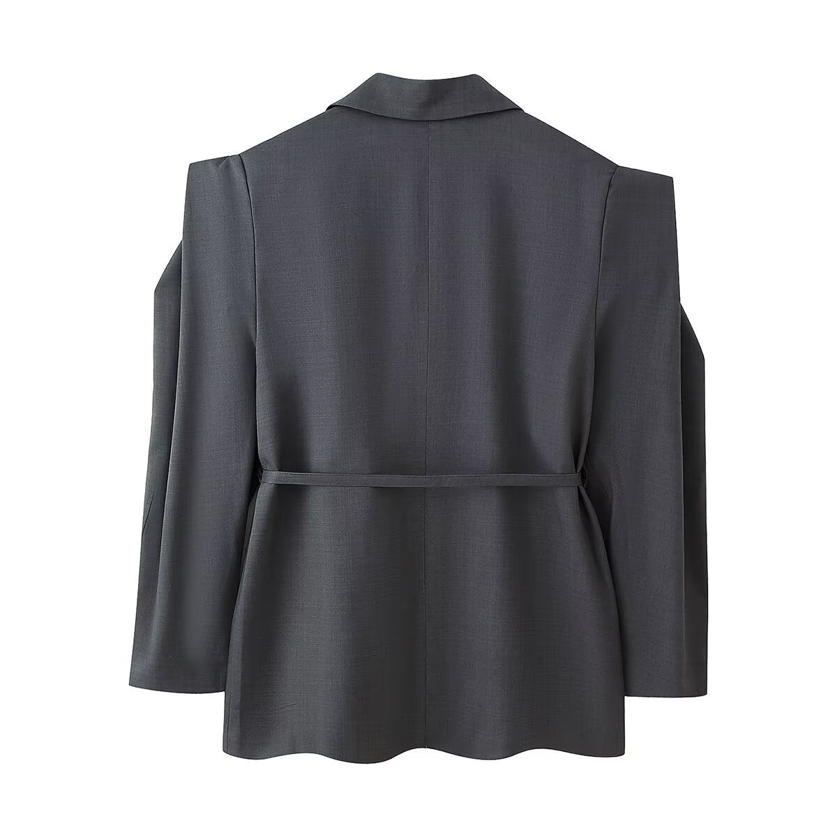 Padded Shoulder Blazer with Lace-up Waist Control for a Flattering Fit