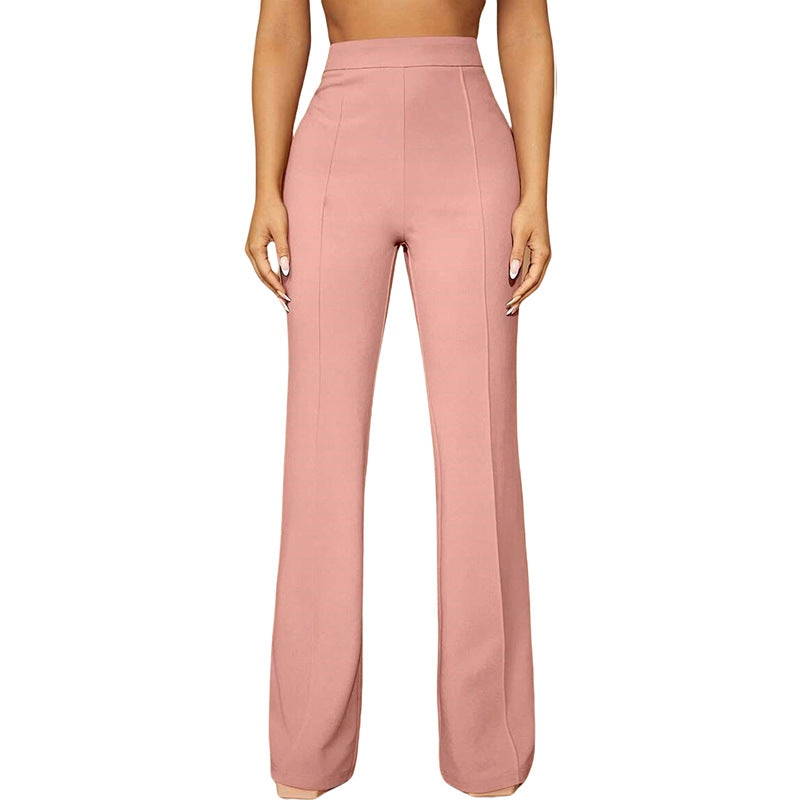 High Waist Casual Business Trousers with Pocket Design