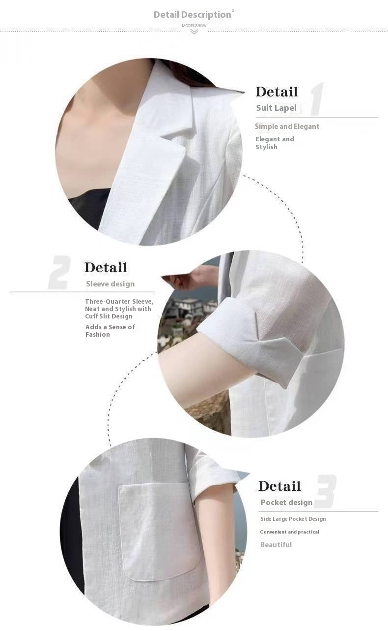 Casual Cotton and Linen Tailored Suit Top with Versatile Color Options