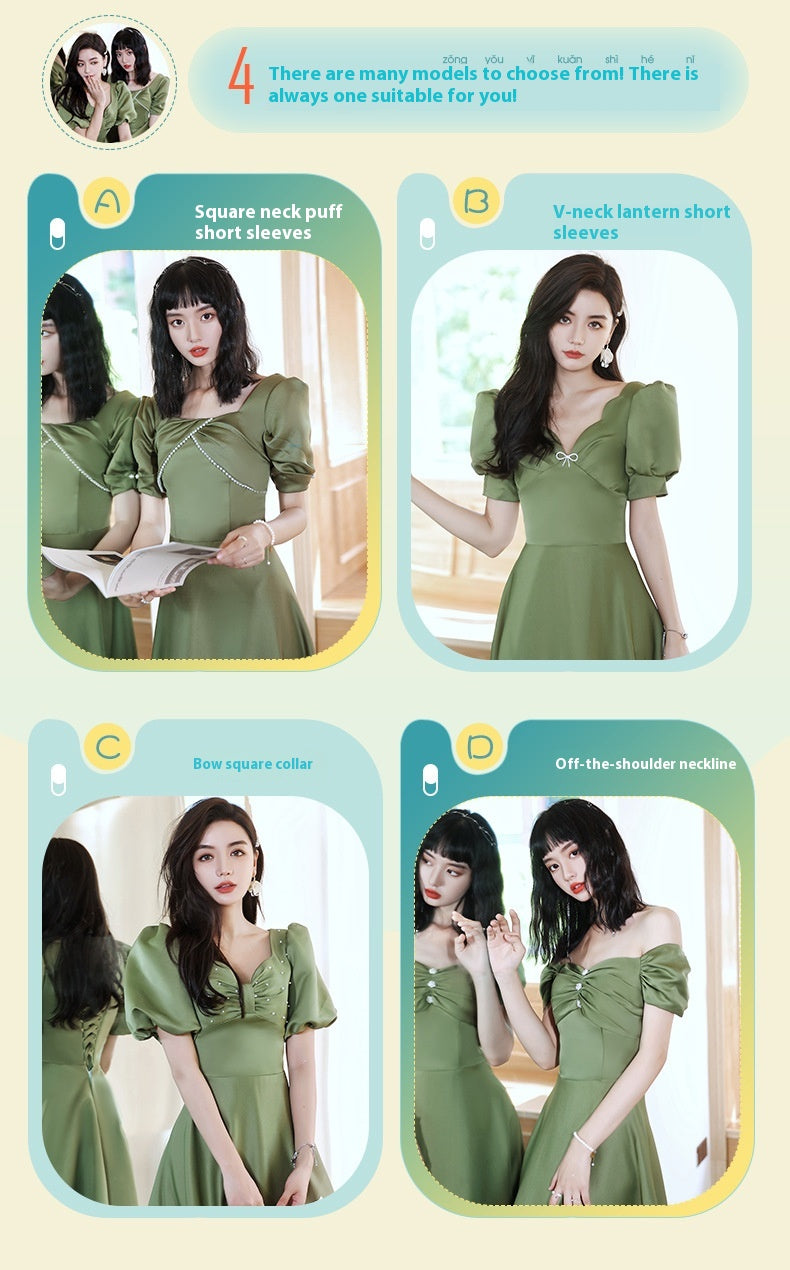 Avocado Green Satin Bridesmaid Dress for Spring Events