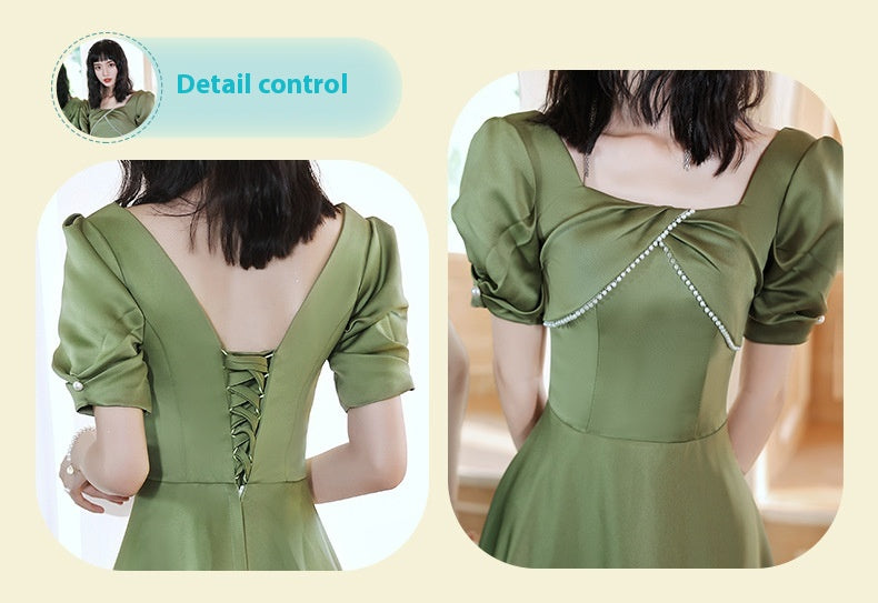 Avocado Green Satin Bridesmaid Dress for Spring Events