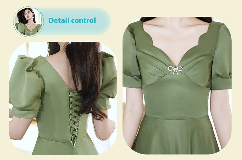 Avocado Green Satin Bridesmaid Dress for Spring Events