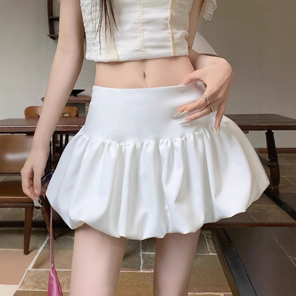 Ballet Style White Bud Skirt with Korean Fashion Charm