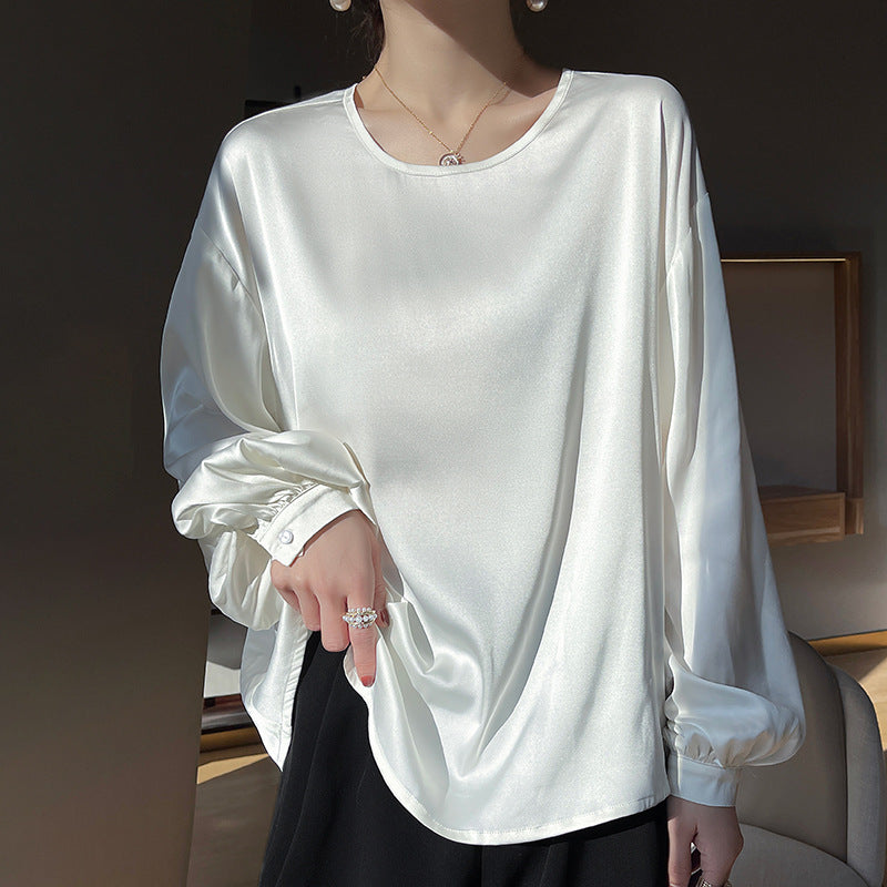 High-grade Round Neck Pullover T-shirt with Long Sleeves