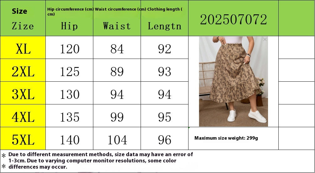 Retro Loose Casual Dress with Floral Pattern and Long Skirt Style