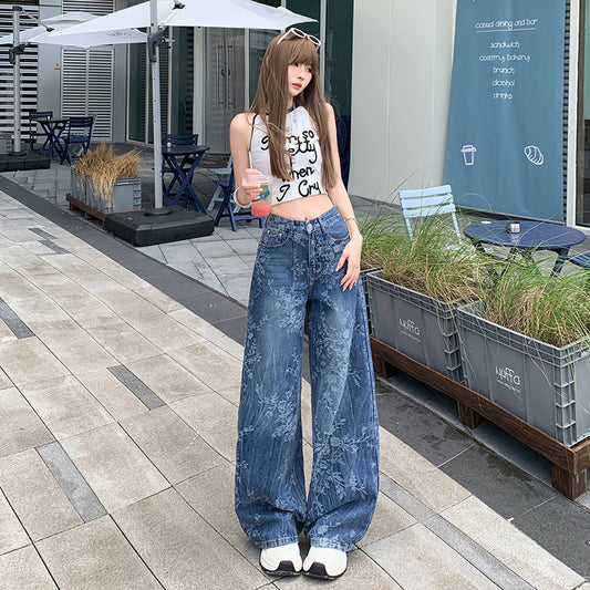 Loose Wide-leg Jeans with Comfortable Denim Fabric for Everyday Wear
