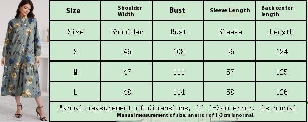 Floral Print Long Dress with Comfortable Cotton-Linen Blend Fabric