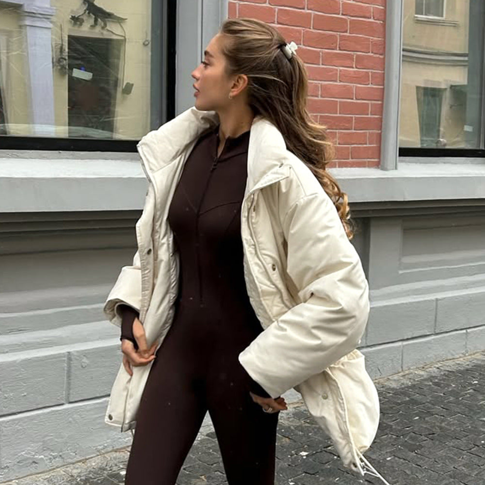 Slim-fit Drawstring Waist Tight Jacket with Casual Quilted Style