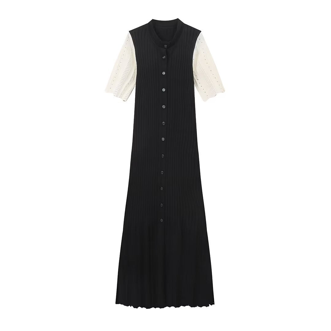 Short-sleeved Knitted Dress with Stylish Slit Design for Every Occasion