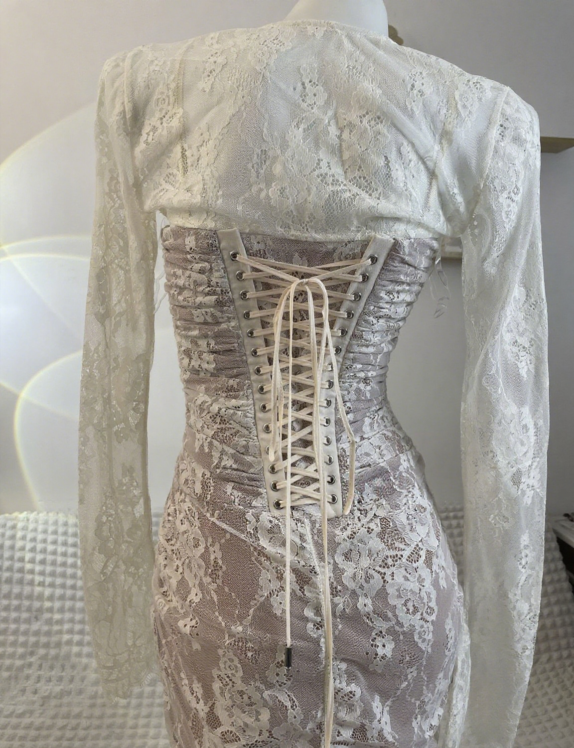 Lace Dress with Elegant Mesh Bodycon Style Evening Gown