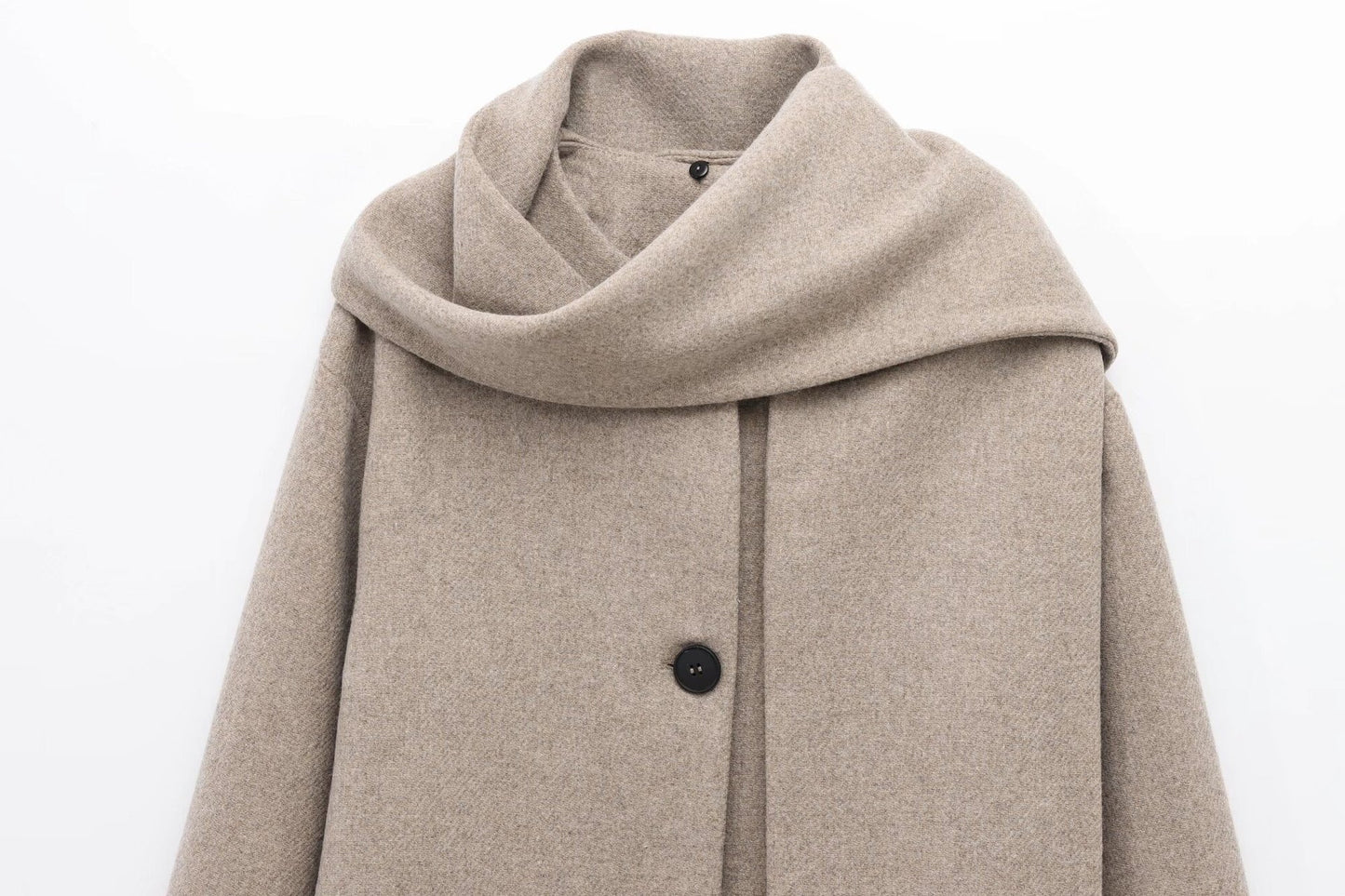 French Style Blended Scarf Coat with Faux Fur Collar