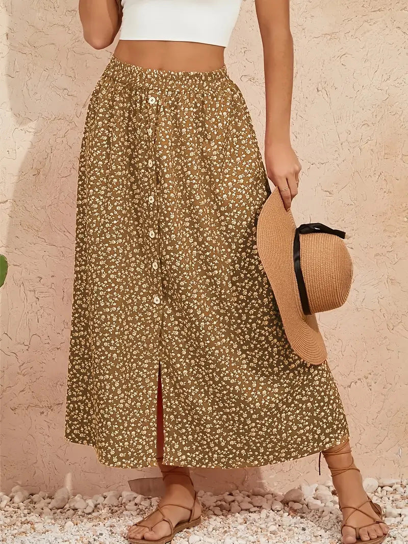 A-Line Skirt with Self-Tie and Embroidery Design for Summer Style