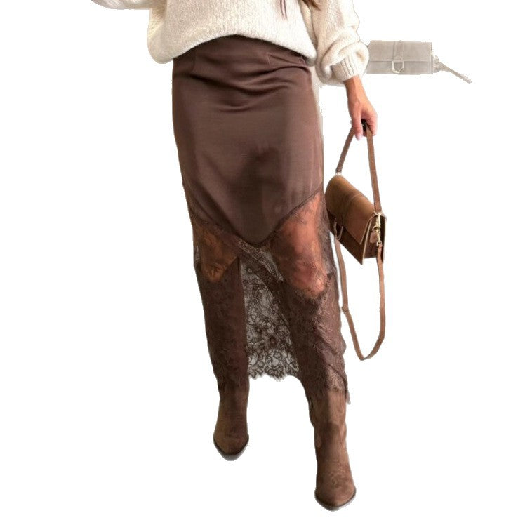 Skirt with Slimming Solid Color Design for Flattering Fit