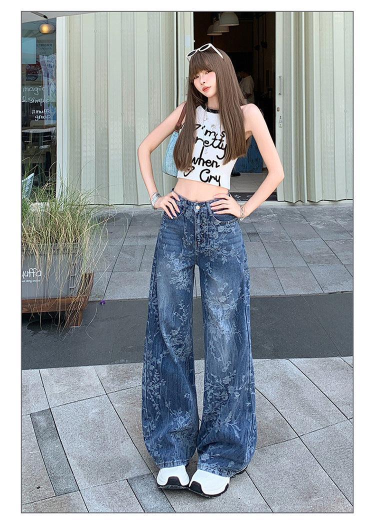Loose Wide-leg Jeans with Comfortable Denim Fabric for Everyday Wear