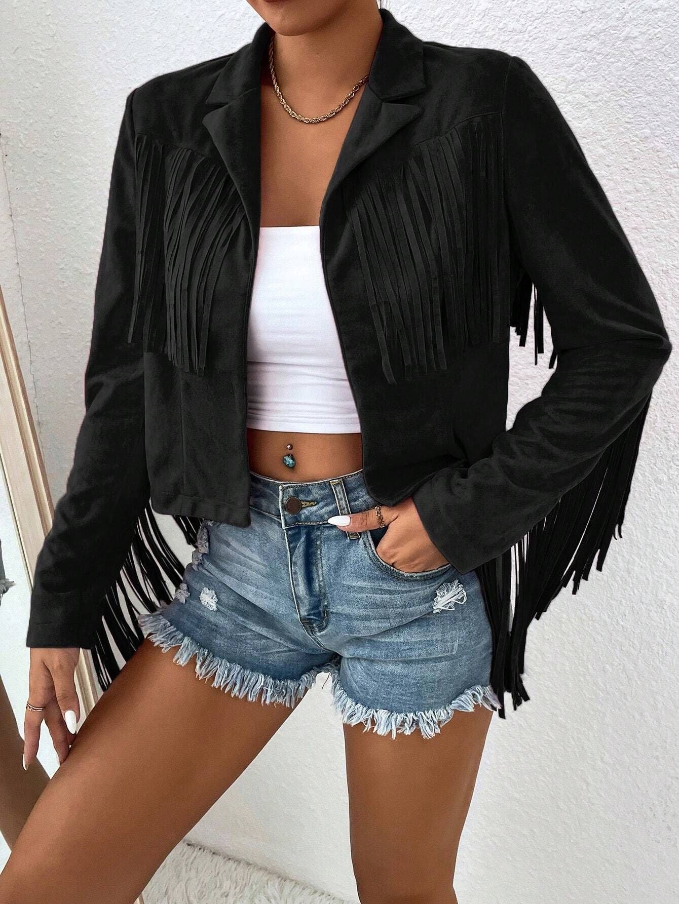 Slim Tassel Long Sleeve Blazer with Versatile Color Options