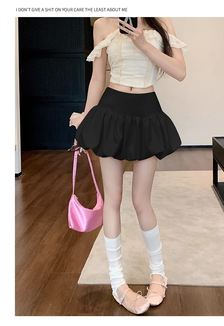 Ballet Style White Bud Skirt with Korean Fashion Charm