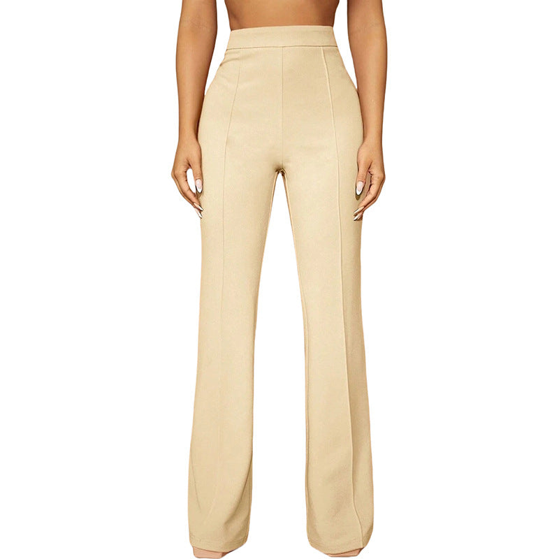 High Waist Casual Business Trousers with Pocket Design