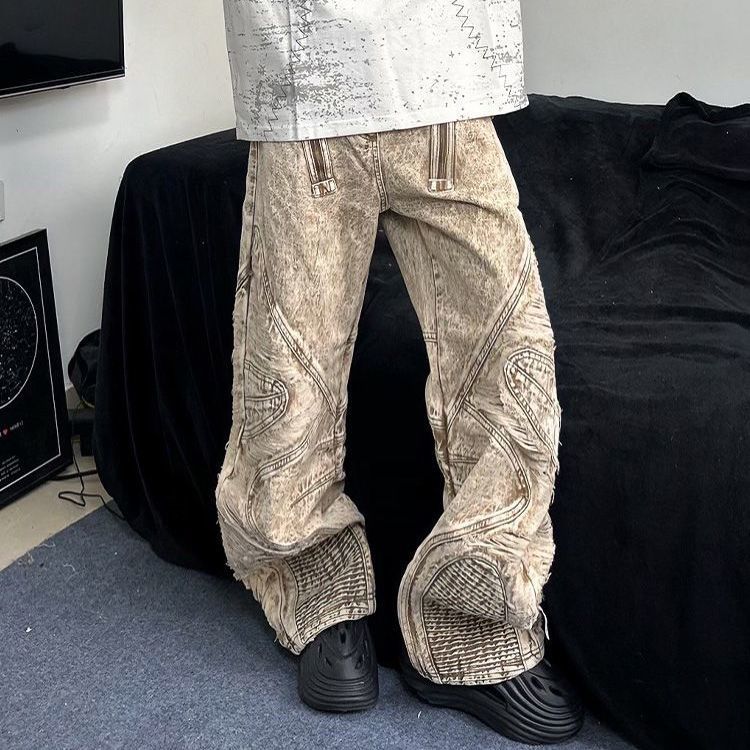 Loose Versatile American Floor Bending Knife Pants with High Waist