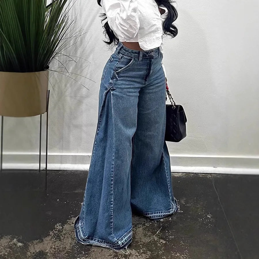 Loose Wide Leg Jeans with Tassel Details for a Unique Style Statement