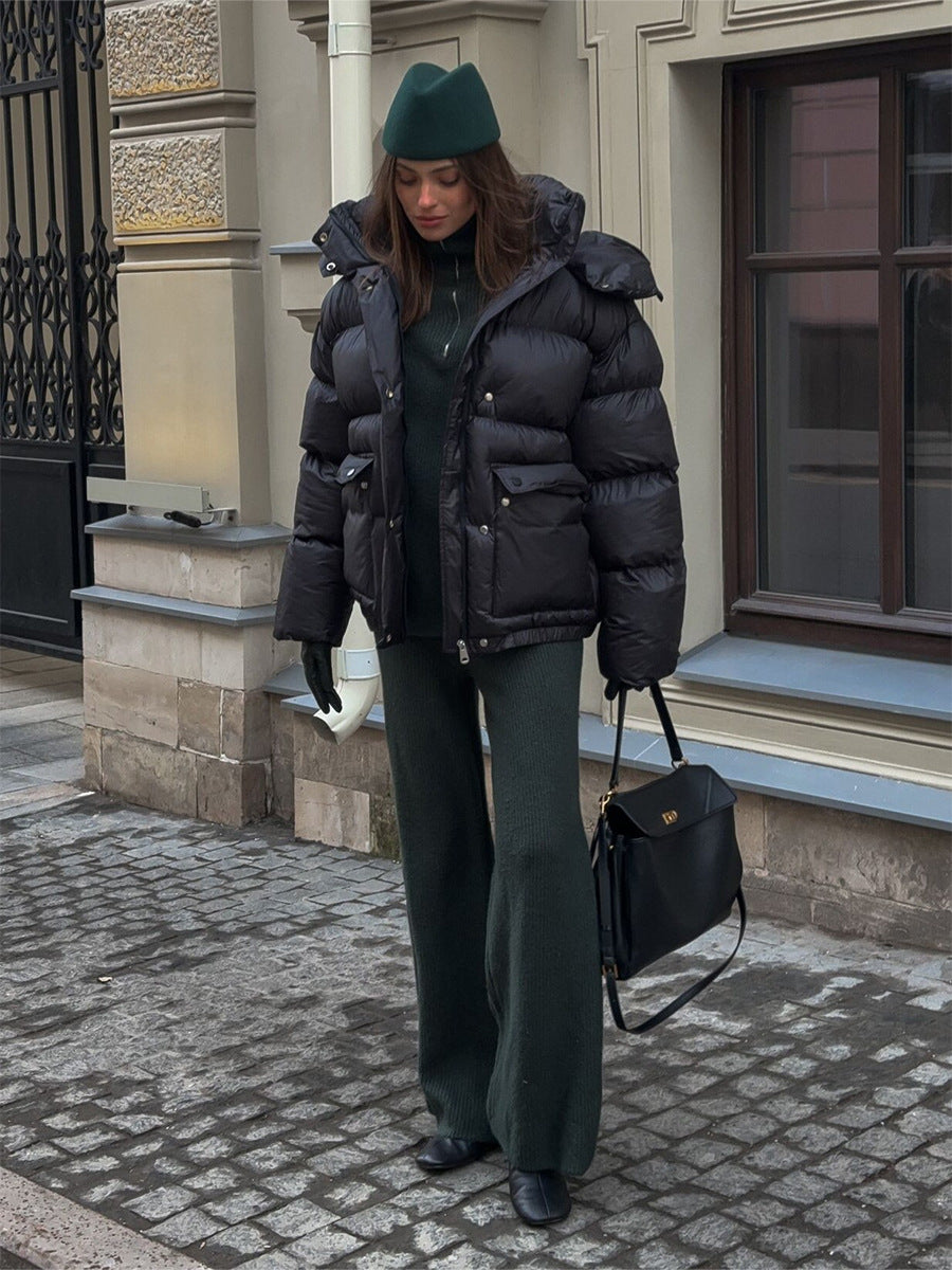 Cottonpadded Overcoat Jacket with Square Pockets for Ultimate Warmth