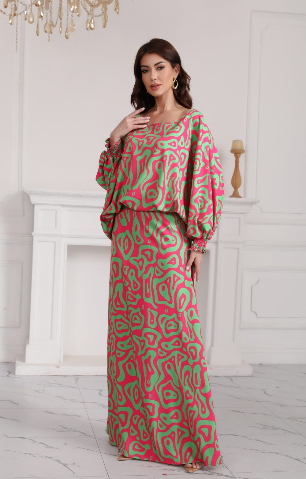 Plus Size Printed Skirt with Geometric Pattern for Casual Style