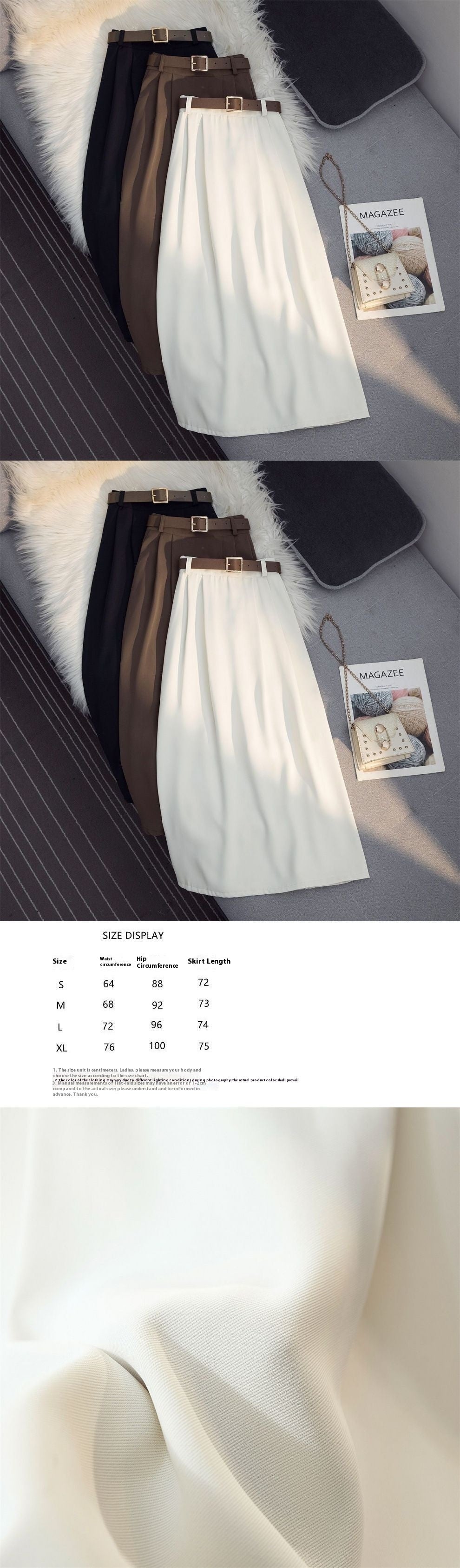 High Waist Drooping Large Skirt with Elastic Waist for Comfort