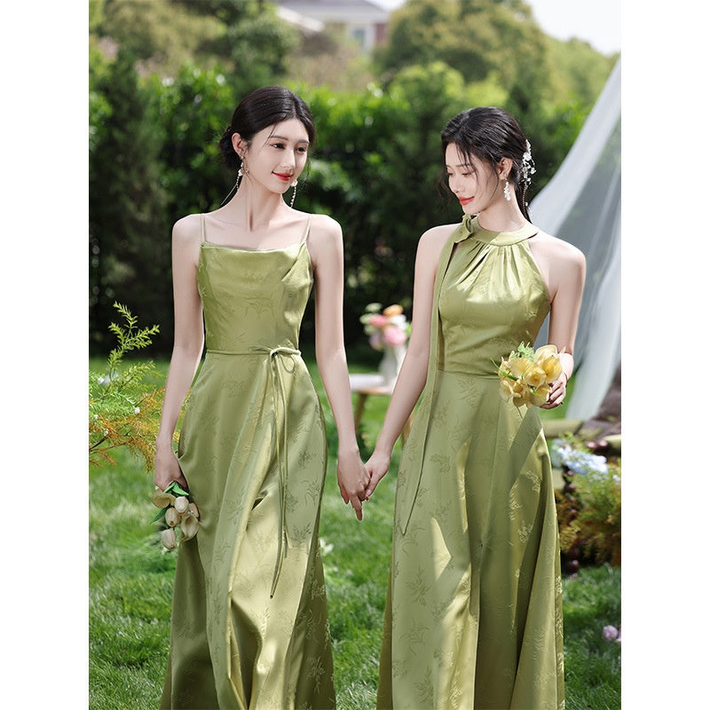 Bridesmaid Dress with Classic Sleeves and High Waist Design